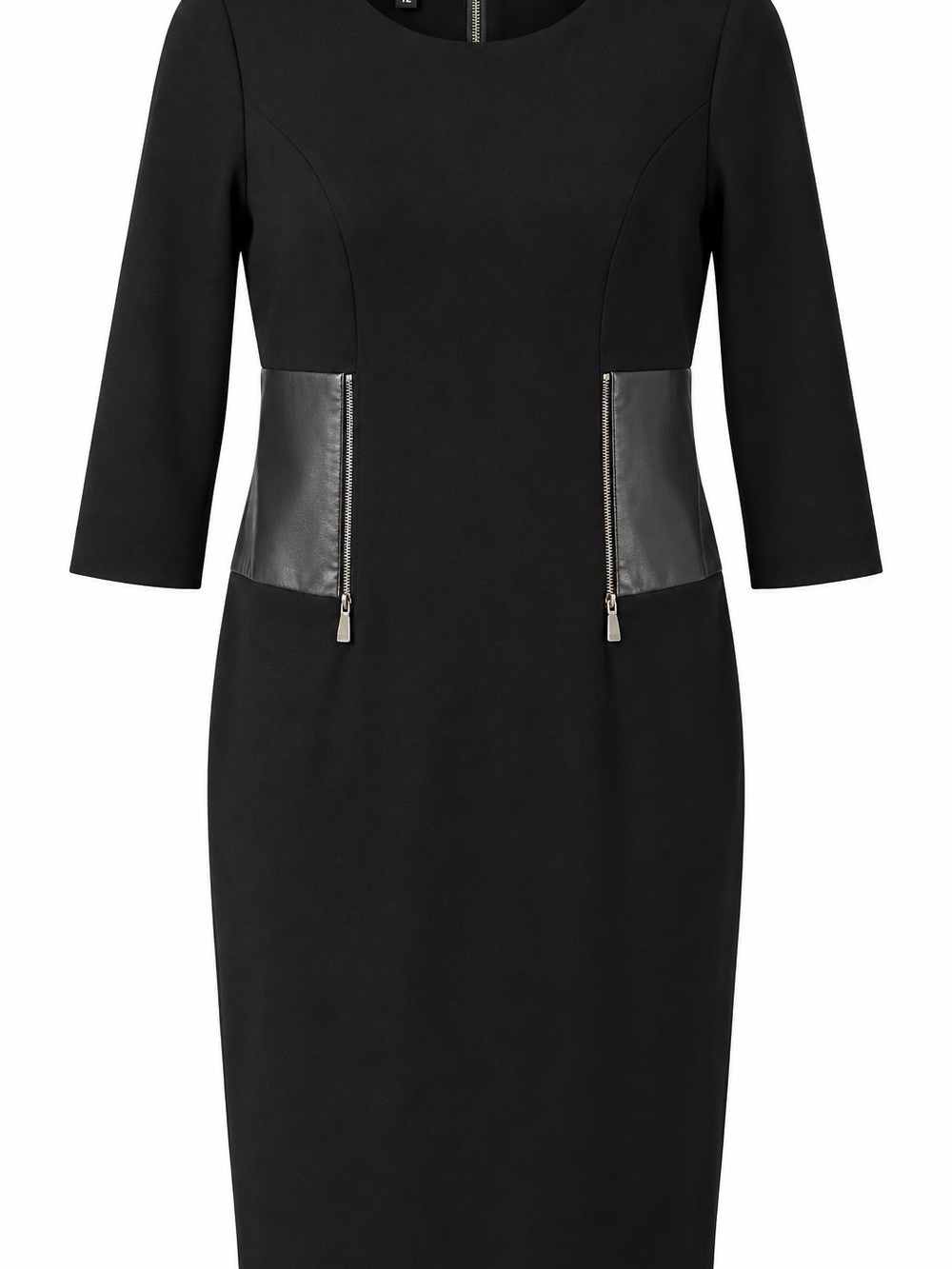 Worth Black Long Sleeve Ponte Dress with Faux Leather Pockets